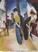 August Macke Two women in front of a hat shop Spain oil painting artist